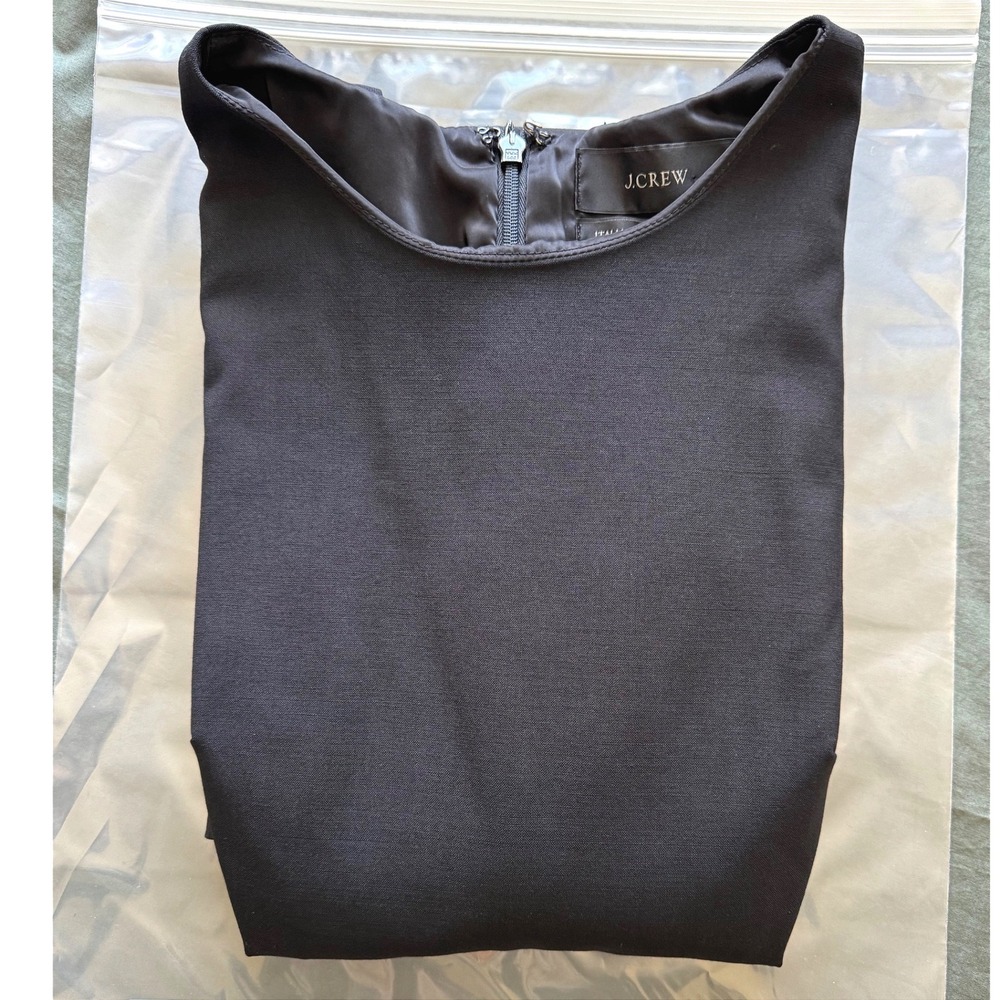 J.Crew Italian Stretch Wool Tollegno 1900 Sheath Dress Black 2P with pocets - Picture 13 of 13